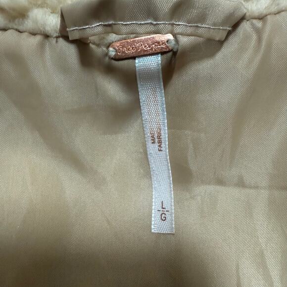 Free People Tan Sherpa Jacket Women’s Large Cozy Winter Coat - Picture 5 of 7